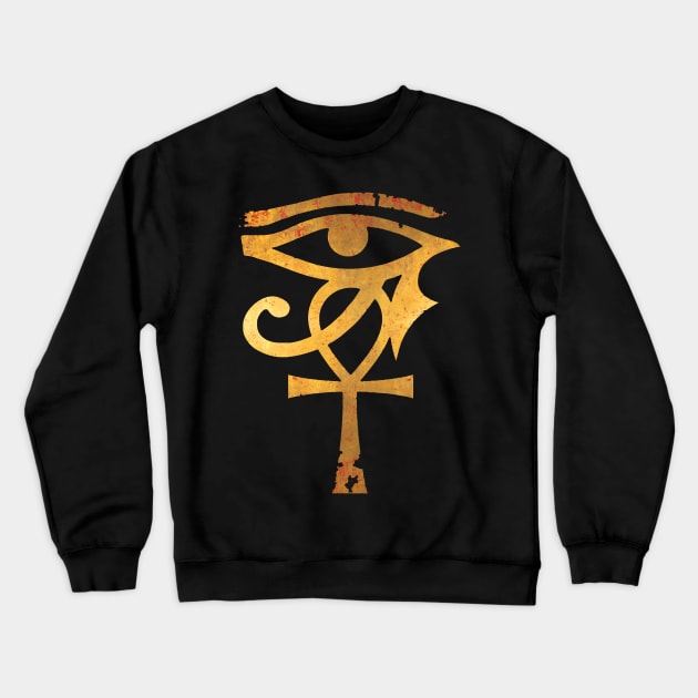 Egyptian Eye Of Horus Ankh Egypt Archaeologist Gold Crewneck Sweatshirt by tanambos